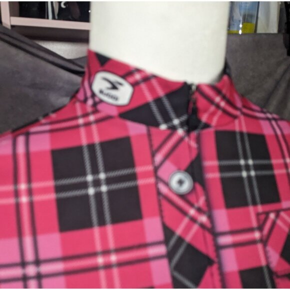 Sugoi Lumber Jane Pink And Black Plaid Cycling Jersey With Pockets Size Small - Picture 14 of 16